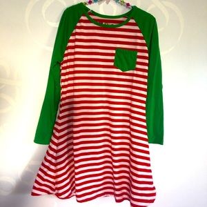 Striped Holiday Girls Pajama shirt/ Nightgown